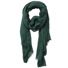 Unisex Cotton Blend Crinkle Vintage Soft Scarf with Fringed Edges 35"  70" D...