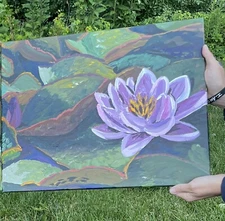 acrylic paintings on canvas hand painted: A Beautiful Water Lilly