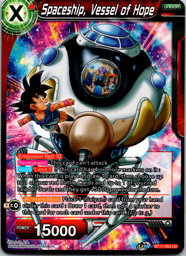 Dragon Ball Super Spaceship, Vessel Of Hope BT17-003 UC NM Foil
