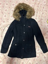 Hollister Faux Fur Hooded Jacket Size Medium, Brown, Full Zip, Fully Lined, Warm