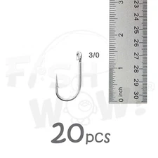 20pcs Fish WOW!® Size 3/0 Fishing 6X strong Siwash hook with open eye @US