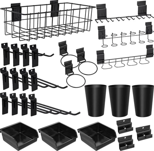 28 Pieces Slatwall Accessories Organizer Kit with Slatwall Hooks, Slatwall Bi - Picture 1 of 7
