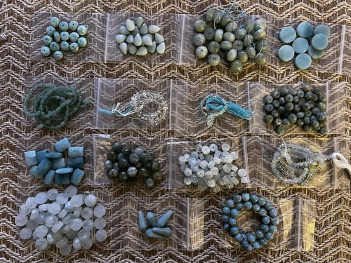 Aquamarine Stone/ Beads Assorted Shapes Faceted Matte Center-Drilled