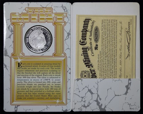 1992 The Teller House Historic Colorado Mining .999 Fine Silver Round with Card
