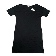 NEW Gap Boatneck Tee Dress Jersey Knit Dropped Shoulders Black Minimalist Small