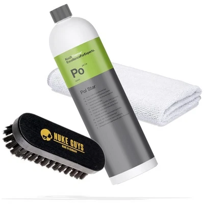 DETAILMATE Juego de limpiador de tapicería de cuero Koch Chemie Po Pol Star 1 L con cepillo paño de microfibra
