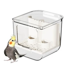 Automatic Parrot Feeder No Mess Bird Cage Seed Feeding Container Food Dispenser