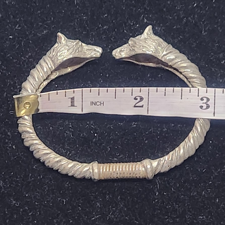 Double Wolf Head Spring Gladiator Silver tone Ban… - image 10