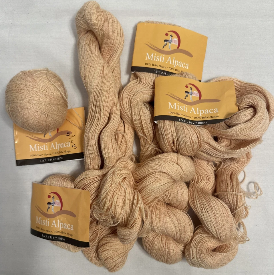 lot of 4 Misti 100% Baby Alpaca Yarn Lace Weight  400m/437yds/skein, apricot - Image 2 of 4