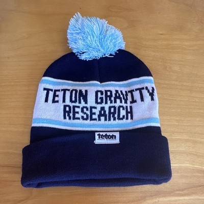 Teton Gravity Research TGR Jacquard Logo Knit Acrylic Pom Beanie Navy OS