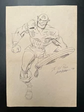Jack Kirby Drawing on paper (Handmade) signed and stamped mixed media.