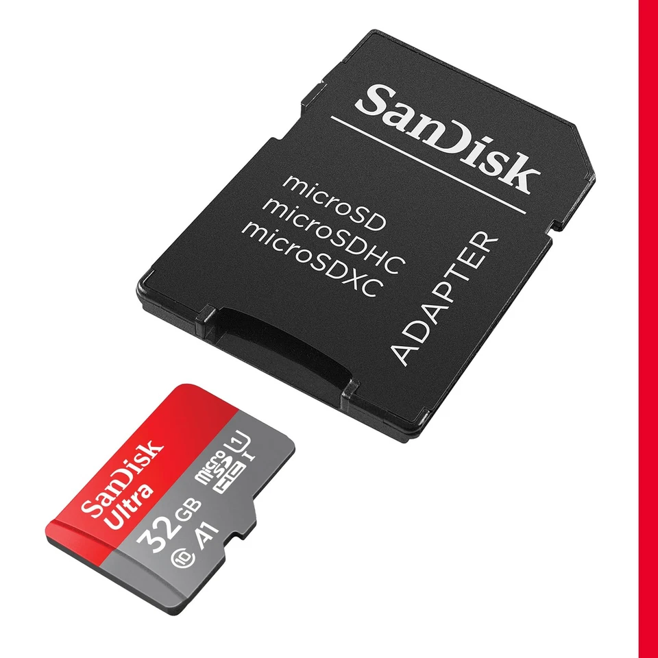 SanDisk Ultra 32 GB microSDHC Memory Card SD Adapter with A1 App Performance Up - Immagine 2 di 4