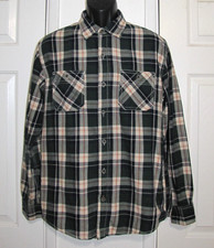 Weatherproof Button Shirt Tartan-Plaid Flannel Long-Sleeve Green/Navy/Tan Men M