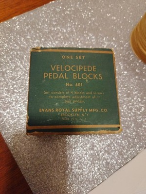 Vintage Evans Royal Wooden Pedal Block Bodies 3'' NOS Velocipede Trike Pedals
