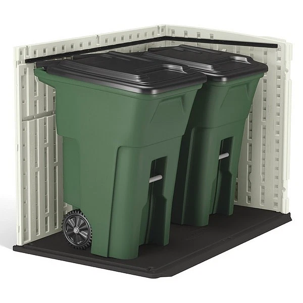 Cobertizo de almacenamiento horizontal Suncast Bms4720, resina, 70 pies cúbicos, vainilla/piedra/negro Foto 2 de 4