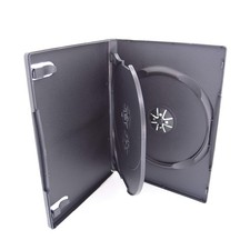 25 Pack Maxtek Standard 14mm Black 3 Disc CD  DVD Cases with Hinged