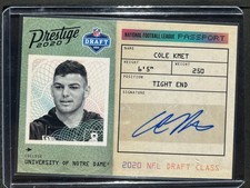 2020 Panini Prestige #PA-CK Cole Kmet NFL Passport Signatures 250001
