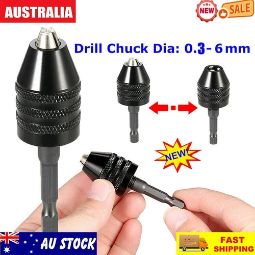 1/4" Keyless Chuck Conversion Hex Shank Adapter Drill Bit Quick Change Driver