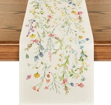 Wildflowers Bloom Flowers Spring Table Runner, Seasonal Summer Flora