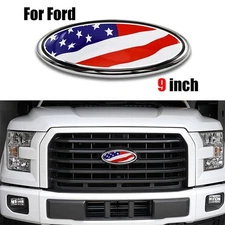 9IN Fits Ford F-250 F-350 Ranger Front Grill Tailgate Badge US Flag Oval Emblem