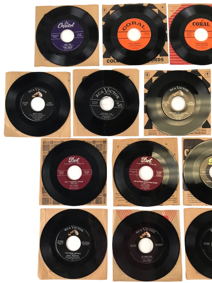 Film Musical Records 17 Vinyl 45s Lot 1950s 1960s Vaughn Ames Cooke Desmond Aces Foto 3 de 4