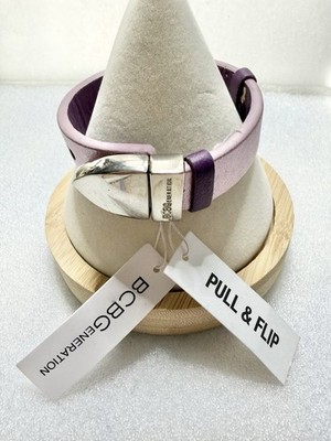 NWT BCBGeneration Lavender Leather Silver Tone Hardware 7.5 Bracelet