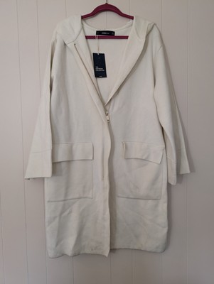 Zara Cream Colored Knew Length Knit Coat. New With Tags