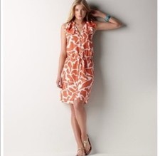 Ann Taylor Womens Size 2 Giraffe Print Sleeveless Ruffle Sleeve 100% Silk Dress