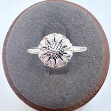 Sunflower Design Floral Band VTG Solid Sterling Silver 925 Ring Size 7.75