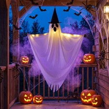 Halloween Lighted Hanging Spooky Witch Ghost Ornament Indoor Outdoor Party Decor