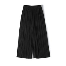 Women Wide Leg Chiffon Pants Pleated Palazzo Trouser Loose Elastic Waist Summer