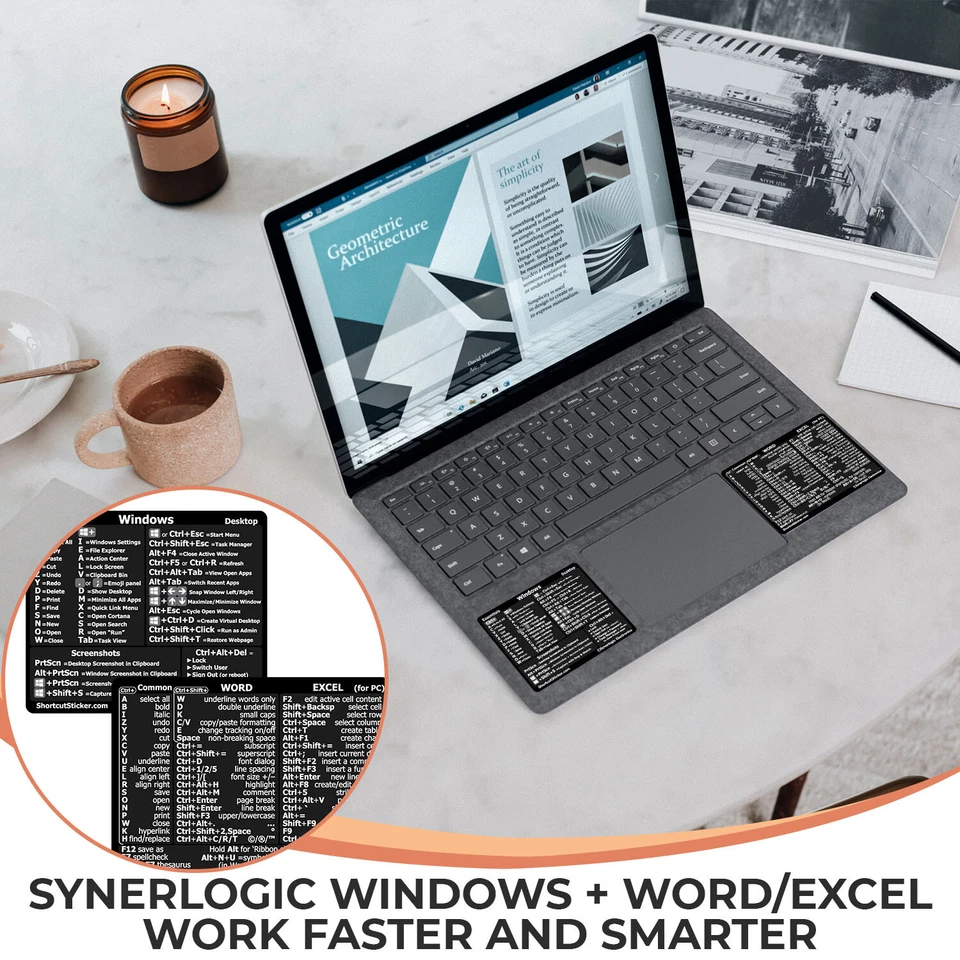 SYNERLOGIC Windows + Word/Excel - Keyboard Shortcuts No-Residue Vinyl Sticker - Image 2 of 4