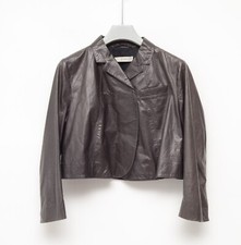 Women's Prada 100% Leather Light Short Gray Jacket Blazer Size IT 44 US 8