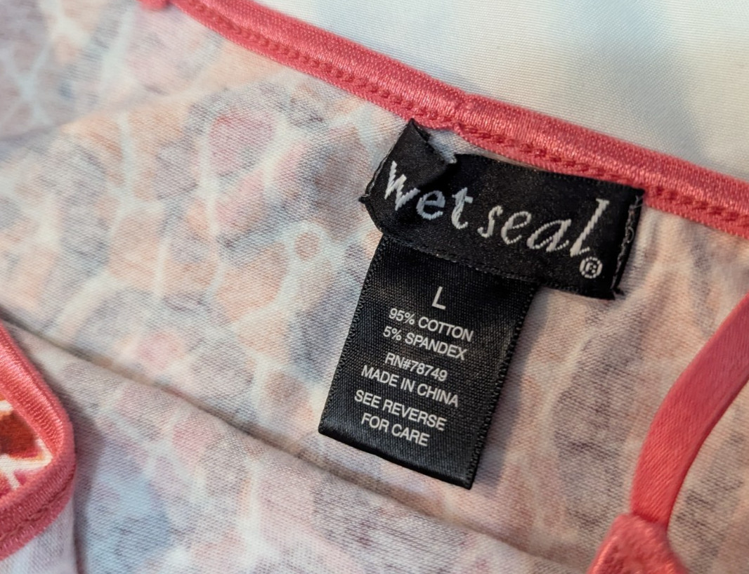 Wet Seal Womans Sleeveless Dress L Spaghetti Strap Pink & Orange