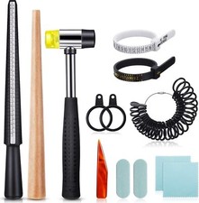 11 Pieces US UK Ring Mandrel Set, Size 1-13 with Half Size Ring Sizer Gauge R...