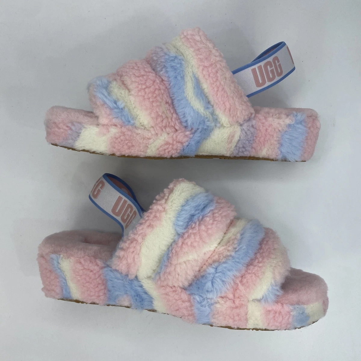Ugg slides pink blue white cheap