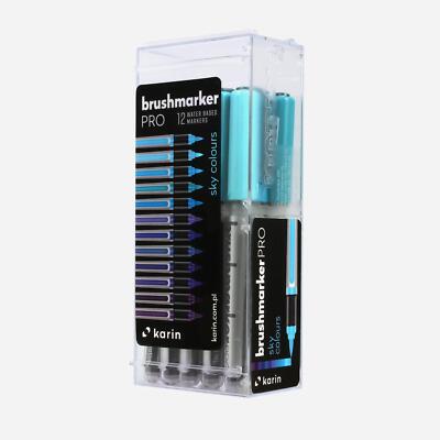 Marker Stift Set Flüssige Tinte Farbe Kunst Pinsel Stifte Karin Pinselmarker PRO Sky 12 Stck.