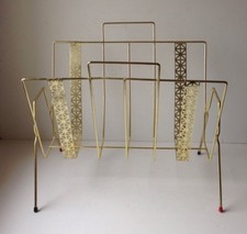 Vintage Retro Mid Century Modern Brass Magazine/Newspaper Rack Atomic 50s 60's