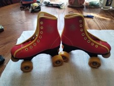 Official Roller Derby Skates Pre-owned Kids Sz10 Red W/ Yellow Piping Amazing...