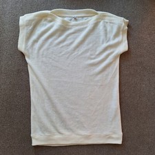 Uniqlo Cream Ladies L Wool Blend Knit Top Shirt Blouse Woven Business Party