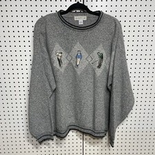VINTAGE Grand Slam Sweater Men's LG. Golf Scenic Crew Neck Heavy Knit USA Made