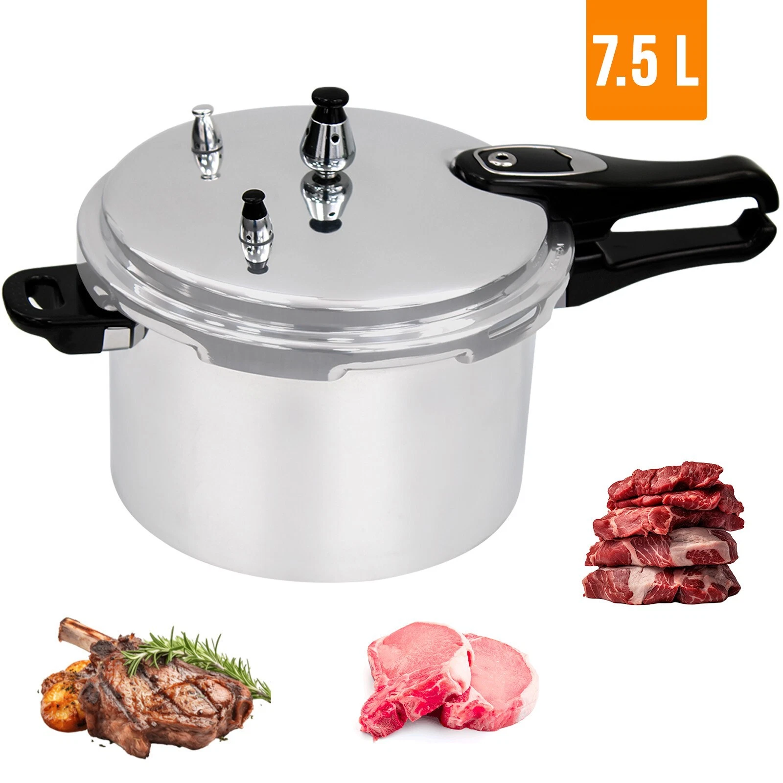 7.5 Litre Home Dual Handle aluminum Pressure Cooker Kitchen Catering Cookware