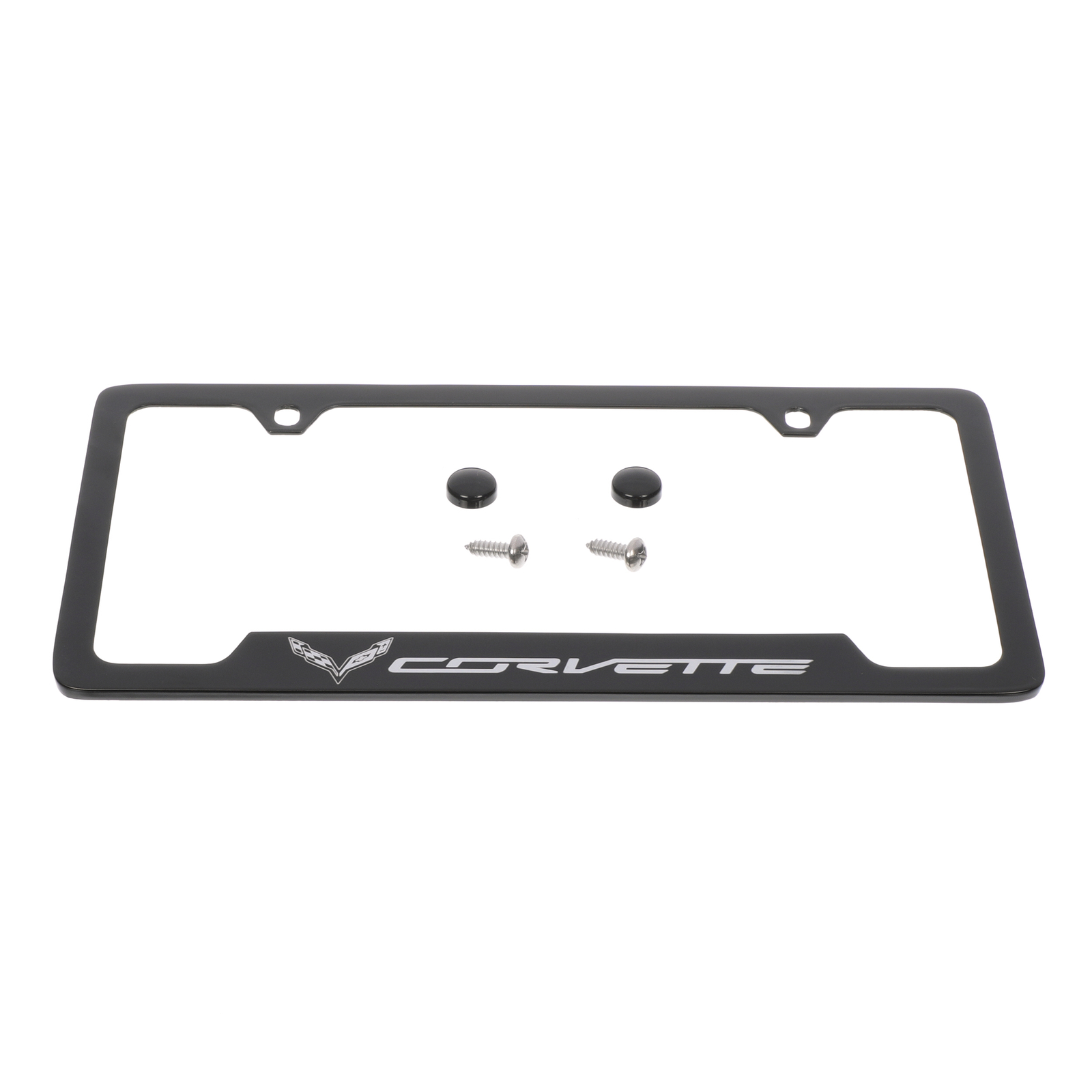Marco de matrícula negro con logo plateado para Chevrolet Corvette 2014-2017 (N/P 19330390)