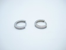 Sterling Silver Clear CZ Small Hoop Dangle Earrings