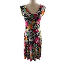 Lauren Ralph Lauren Colorful Floral Sleeveless Sheath Dress Small MISSING BELT