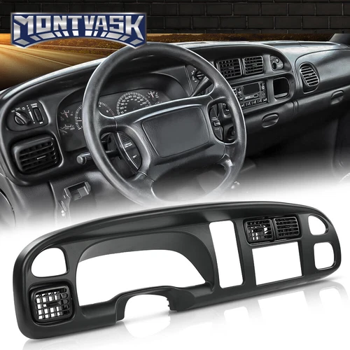 Double Din Dashboard Dash Bezel w/ Vents Fit For 98-02 Dodge Ram 1500 2500 3500