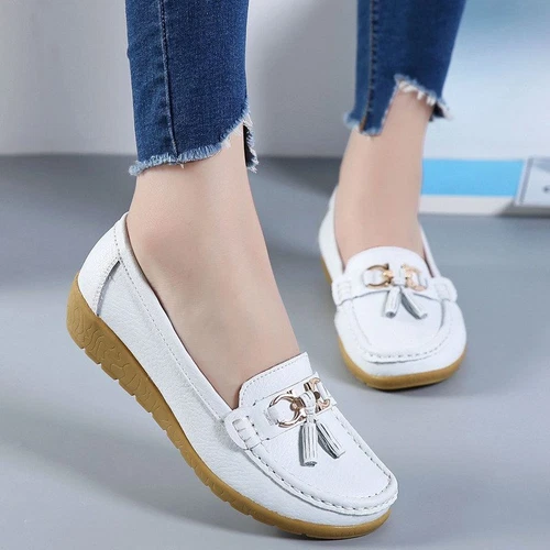 Fit Shoes Loafer Wide Slip On Womens Ladies Shoe Size Work Leather Memory Foam - Picture 15 of 37