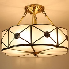 Vintage Ceiling Light Chandelier Stained Glass Lamp Flush Mount Fixture 110-220V