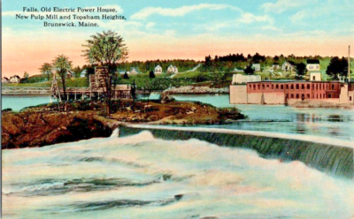 #ad #ad Brunswick Maine Old Electric Powerhouse pulp mill Topsham Heights postcard a96 $13.60