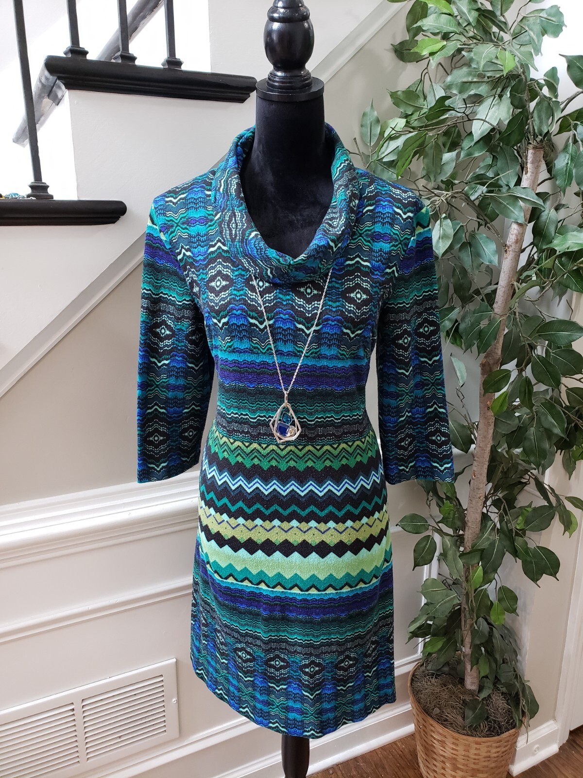 Perceptions Womens Multicolor Polyester Cowl Neck… - image 1